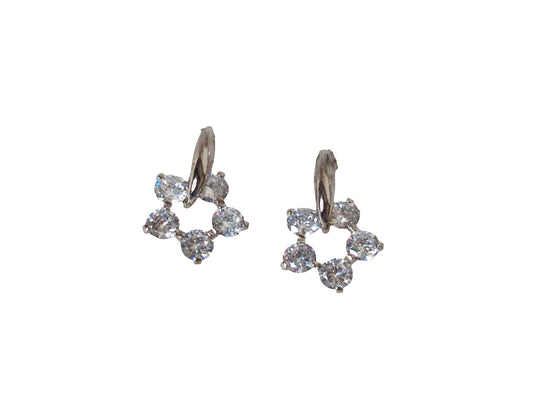 White Flower Zirconia Earrings in Sterling Silver 925