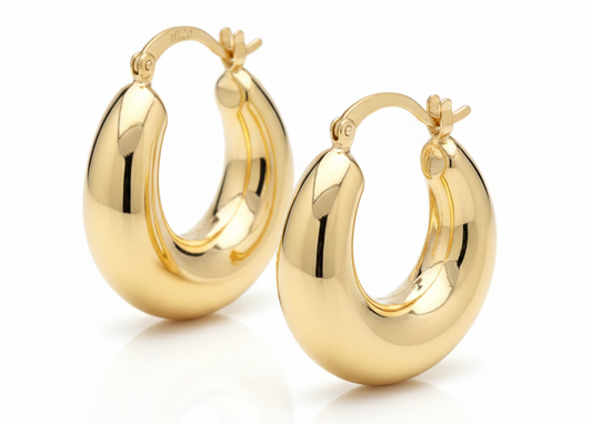 Chunky Classic Huggie Hoop Earrings – 18K Gold Plated