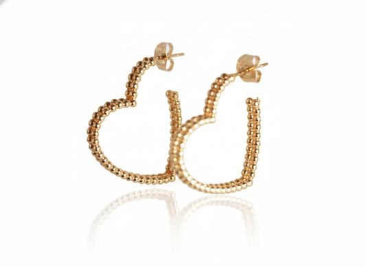Heart-Shaped Hoops - Gold Plated 18k