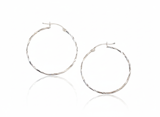 Medium Classic Hoops Earrings Sterling Silver 925