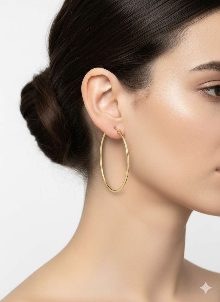 Big Classic Hoop Earrings – 18K Gold Plated, 5cm Hoop