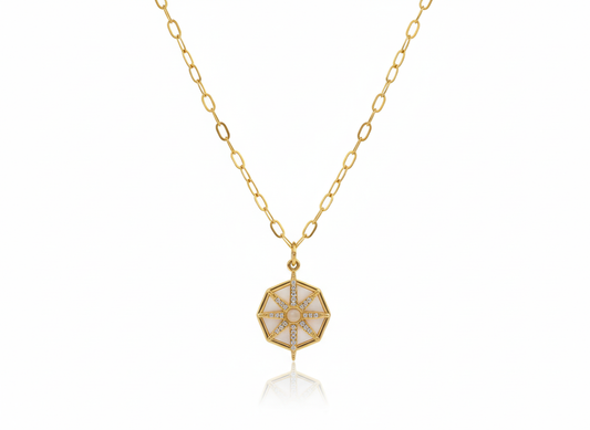 Octagonal Necklace – 18k Gold Plated Chain with Agate Stones