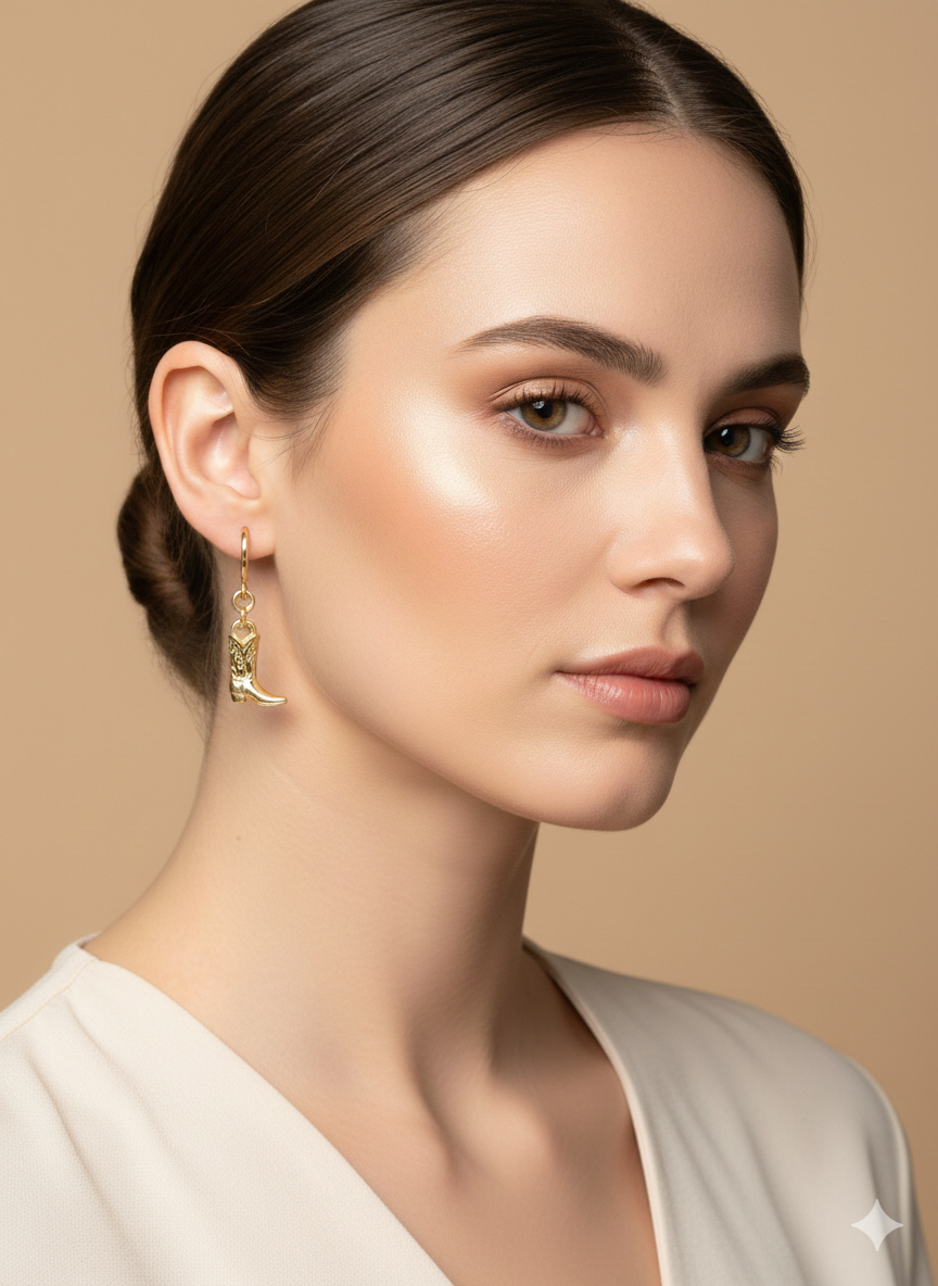 Cowboy Boots Huggie Earrings – 18K Gold Plated