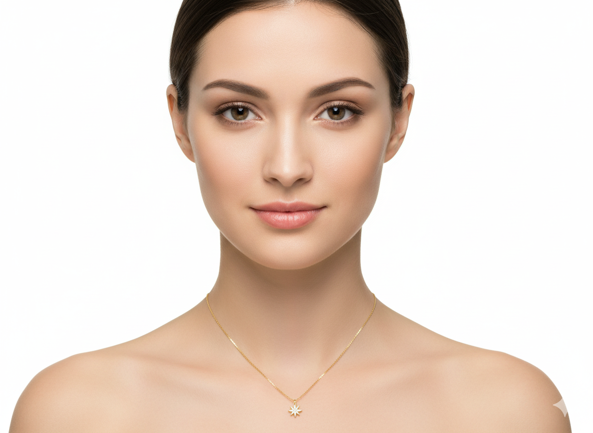 Star Pendant Necklace with Zirconia - Gold Plated 18k