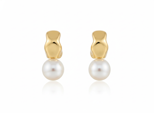 18k Gold Plated Classic Earrings with Pearl