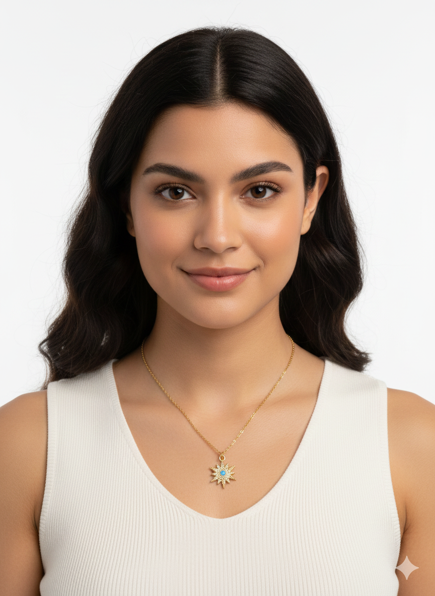 Necklace  Rose with Zirconia – 18K Gold Plated- 17” Chain + Adjustable Extension