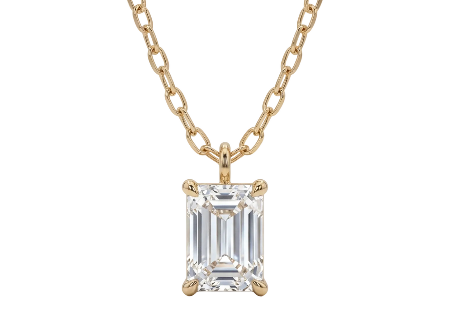 18K Gold-Plated Necklace with Rectangle Zirconia Pendant