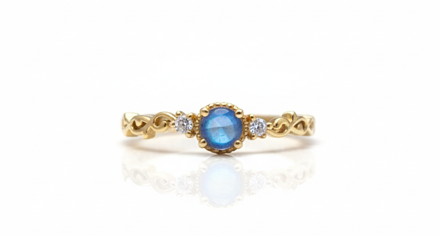 Blue Stone Ring – Adjustable 18K Gold Plated