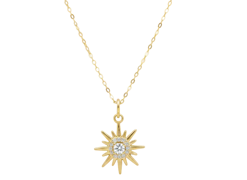 Star with Zirconia  Necklace - Gold Plated 18k