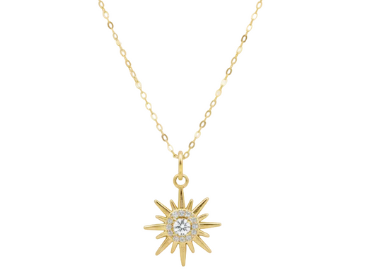 Star with Zirconia  Necklace - Gold Plated 18k