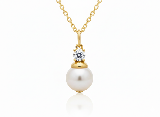 Pearl Pendant Necklace – 18K Gold Plated with Zirconia