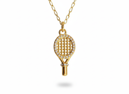 Racquet Necklace with Zirconia – 18K Gold Plated