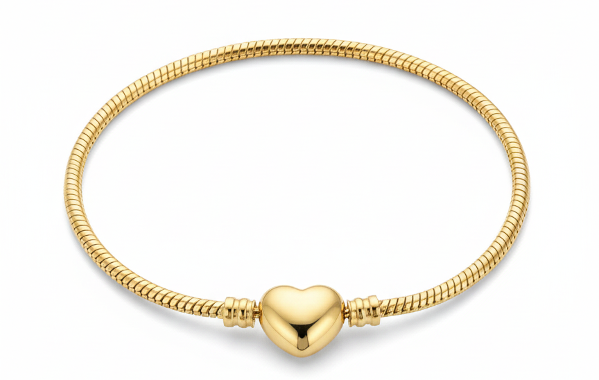 Heart Clasp Bracelet – 18 cm Gold Plated