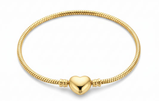 Heart Clasp Bracelet – 18 cm Gold Plated