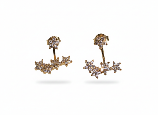 18k Gold Plated Earrings with Four Stars & Mini Zirconia