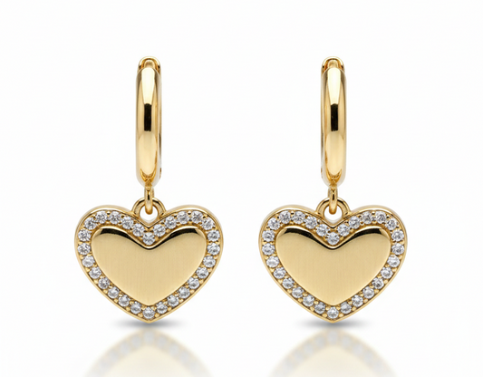 Huggies Heart with Zircon – 18K Gold Plated