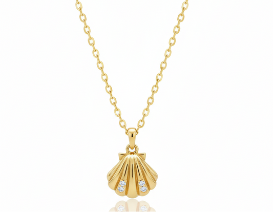 Seashell Necklace with Zirconias – 18K Gold Plated