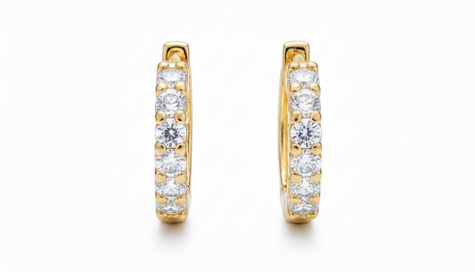 Mini Classic White Zirconia Huggie Earrings – 18K Gold Plated, 0.8cm Small Hoop