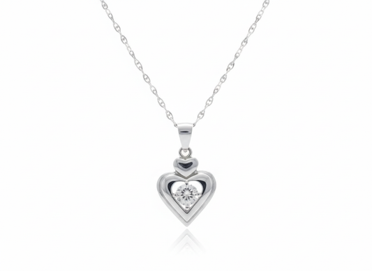 Heart Necklace with Zirconia in Sterling Silver 925