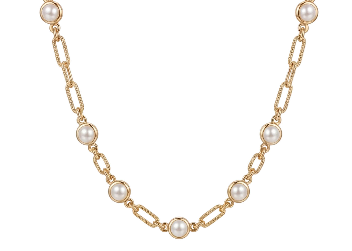 Pearl & Chain Necklace 18k Gold Plated