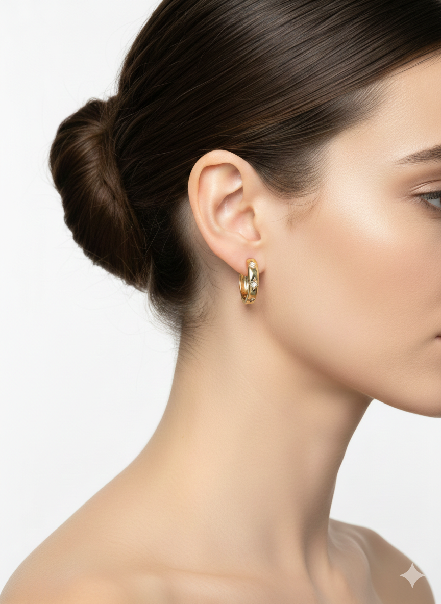 Mini Star Zirconia Huggie Earrings – 18K Gold Plated 1cm Small Hoop