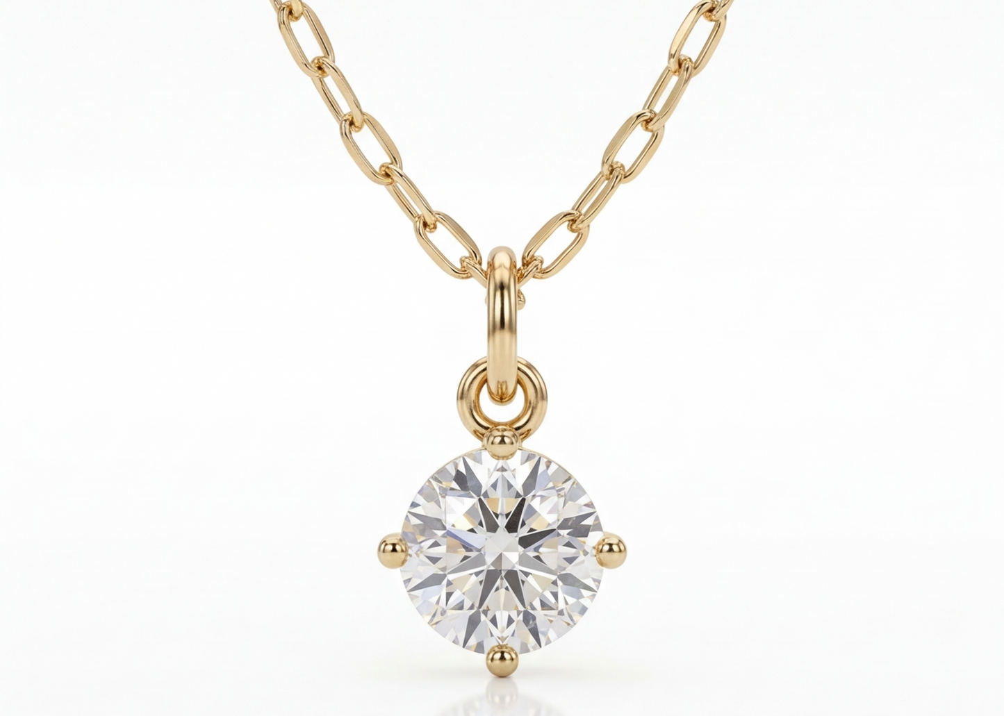 White Zirconia Necklace , 18K Gold Plated