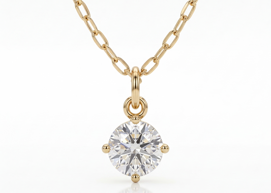 White Zirconia Necklace , 18K Gold Plated