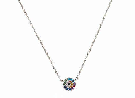 Circle Color Necklace Sterling Silver 925 with Mini Zirconia