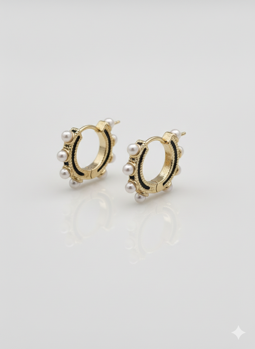 Pearl Huggie Earrings – 18K Gold Plated