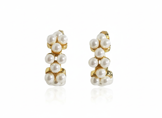 18k Gold Plated Hoop Earrings with Multi Mini Pearls