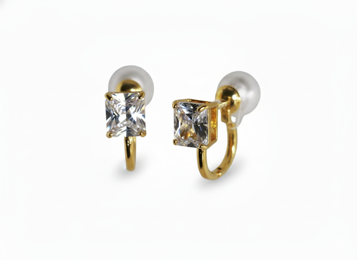 Huggies Zircon and Pearl Gold Plated 18k Earrings