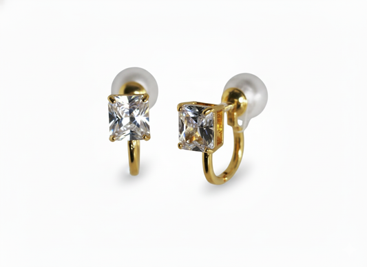 Huggies Zircon and Pearl Gold Plated 18k Earrings