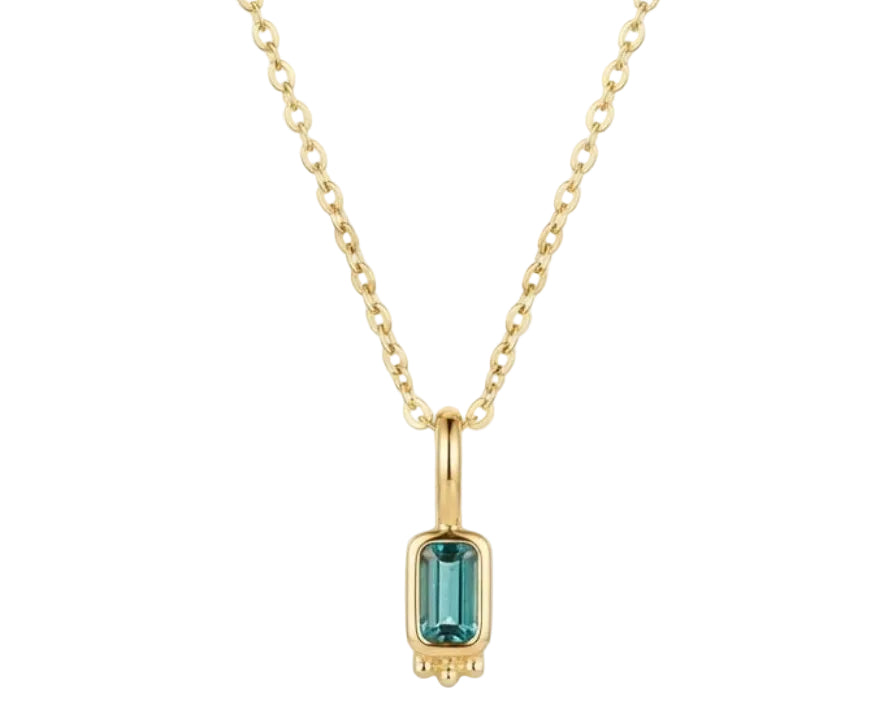 Turquoise Zirconia Pendant Necklace – 18K Gold Plated