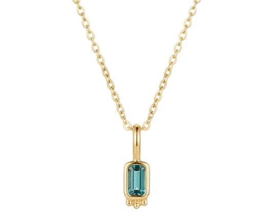 Turquoise Zirconia Pendant Necklace – 18K Gold Plated