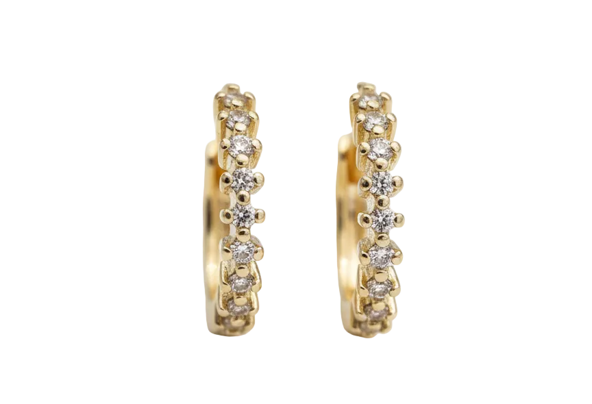 White Zirconia Huggie Earrings -Elegant 18K Gold Plated