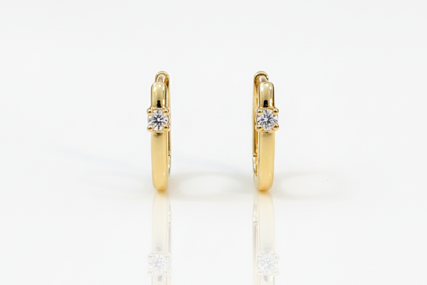 Earrings Huugies with Zirconia-Gold plated 18k