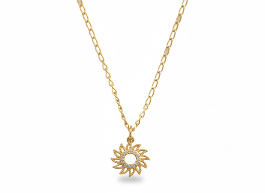 Sun Necklace 18k Gold Plated with Zircons