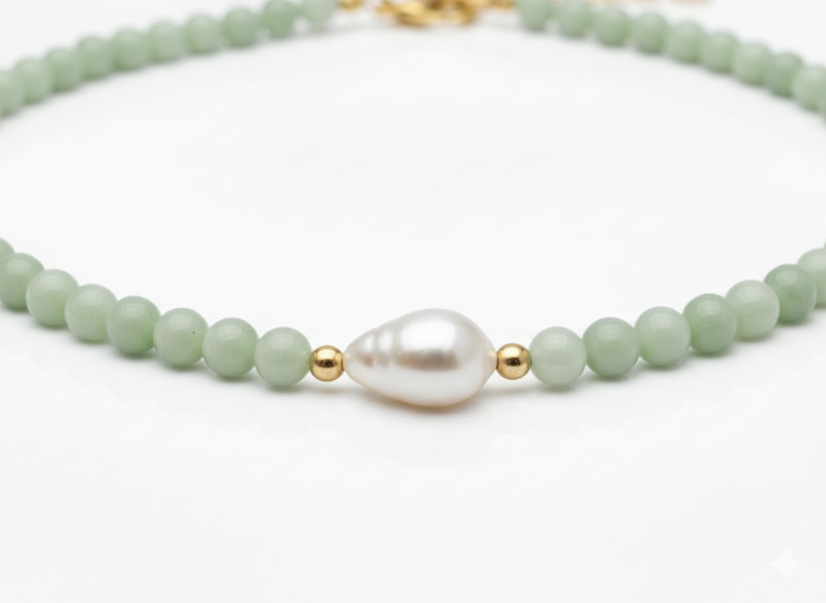Aqua Agate & Freshwater Pearl Necklace | 18K Gold Plated