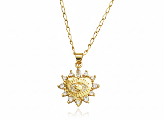Heart Evil Eye Gold Plated Necklace