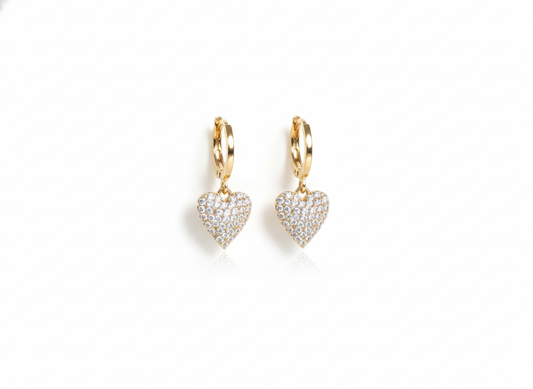 18k Gold Plated Heart Huggies with Zirconia