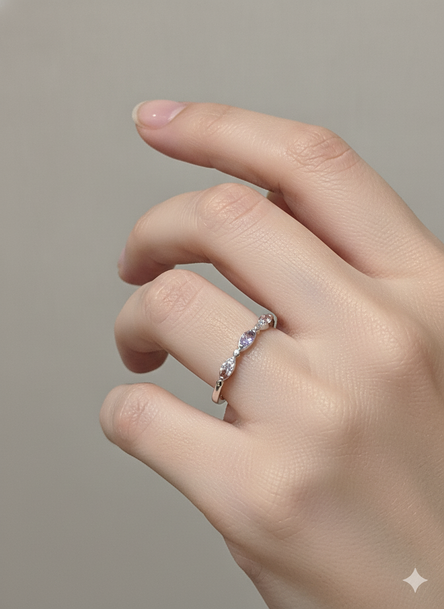 Beautiful Ring with Soft colors  Zirconia - Sterling Silver 92