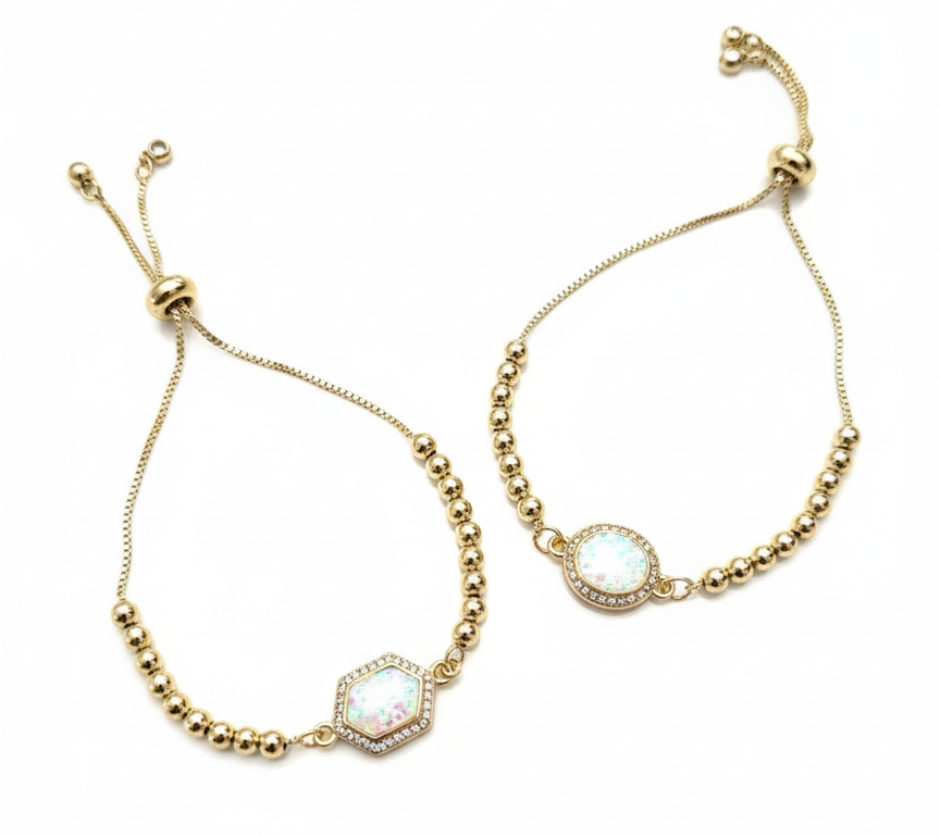 Adjustable Crystal & Color Stone Bracelet