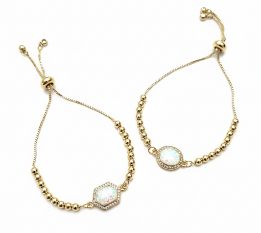 Adjustable Crystal & Color Stone Bracelet