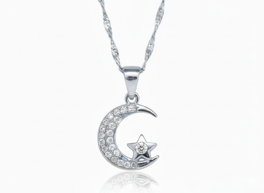 Noon & Star Necklace in Sterling Silver 925