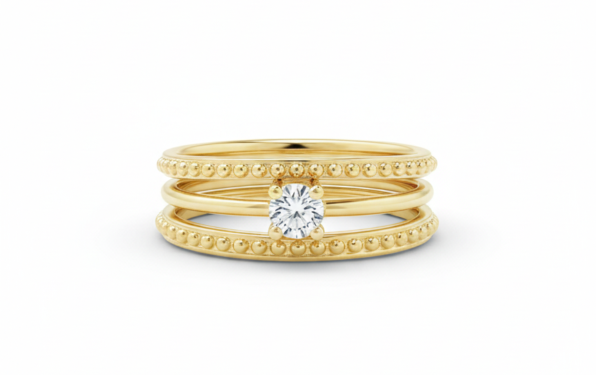 Double Zirconia Ring – 18K Gold-Plated Adjustable