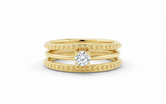 Double Zirconia Ring – 18K Gold-Plated Adjustable