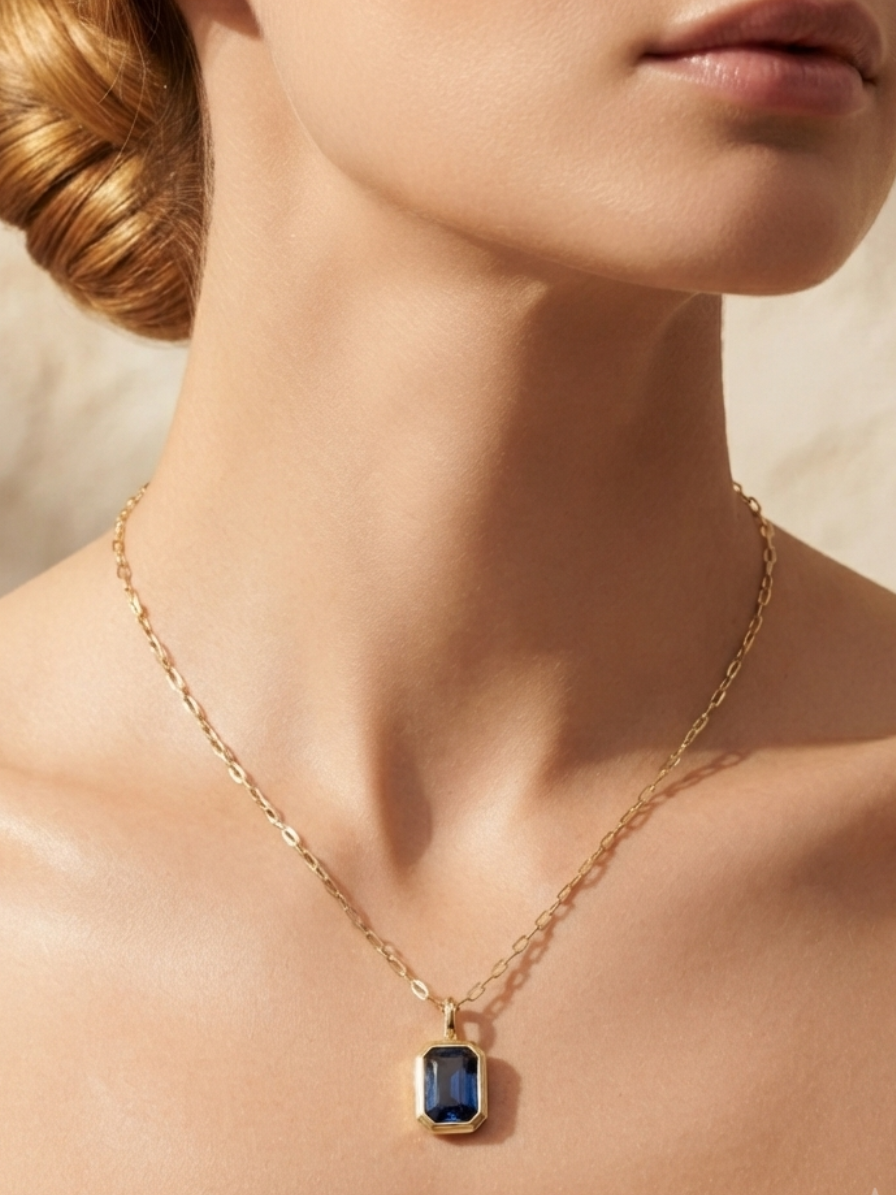 Color Zirconia Pendant Necklace – 18K Gold Plated