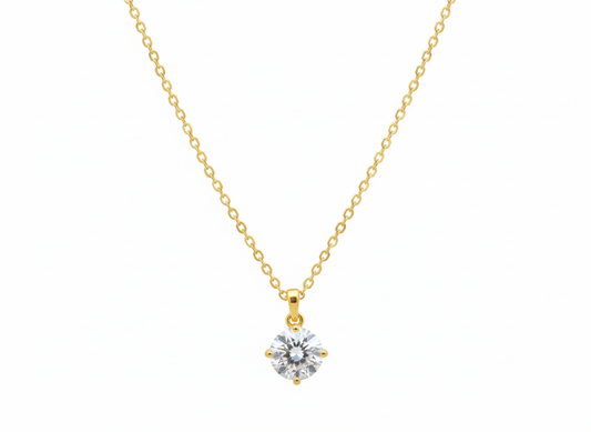 White Zirconia Necklace , 18K Gold Plated