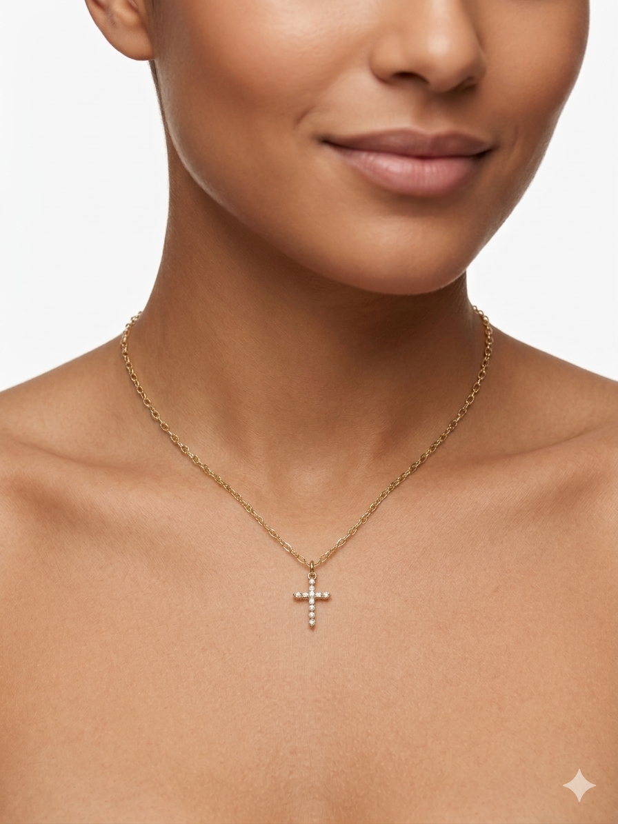Cross Pendant NecklaceNecklace- Gold Plated 18k
