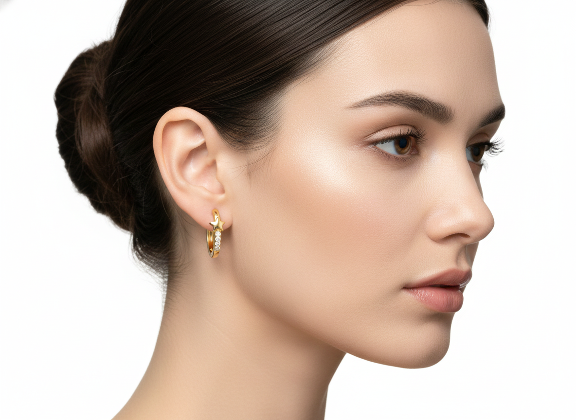 Huggies Star with  Zircons - 18K Gold Plated